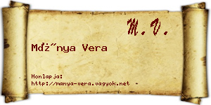 Mánya Vera névjegykártya